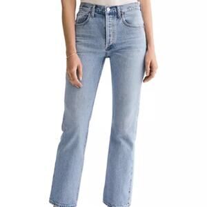 AGOLDE Ripley High Rise Straight Fray Ankle Jeans Riptide Wash Sz 24